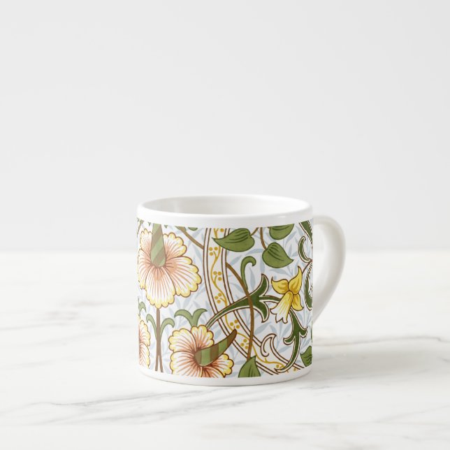 William Morris Daffodil Pattern Espresso Mugs (Front Right)