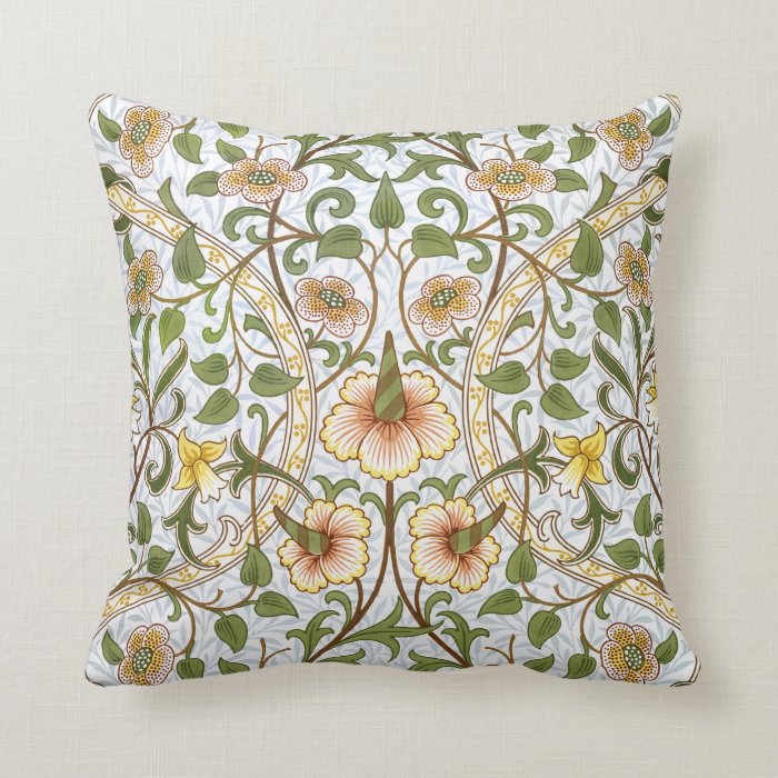 William Morris Daffodil Pattern Throw Pillow