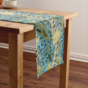 William Morris Daffodil Vintage Blue Pattern Short Table Runner