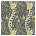 William Morris Daffodil Vintage Dark Blue Pattern Fabric