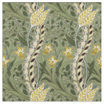 William Morris Daffodil Vintage Green Pattern Fabric