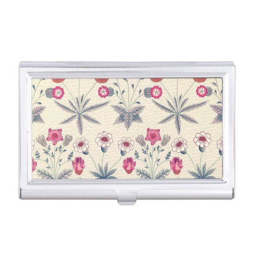 William Morris Daisy Floral Pattern Red Orange Business Card Case