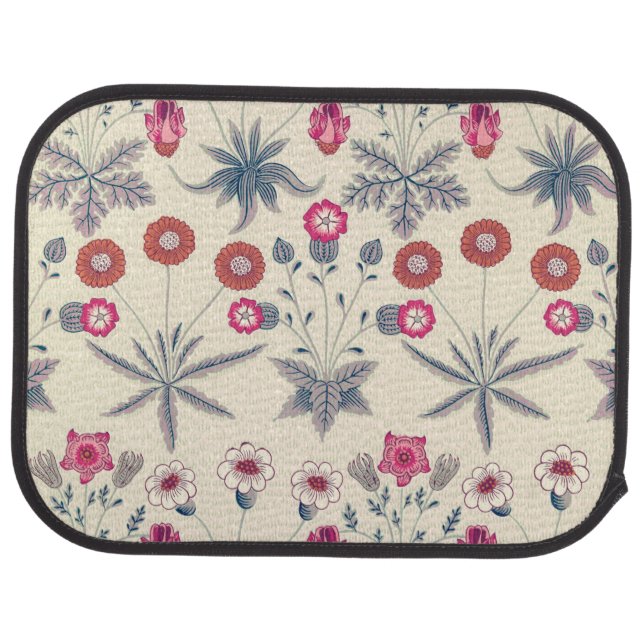 William Morris Daisy Floral Pattern Red Orange Car Floor Mat (Rear)