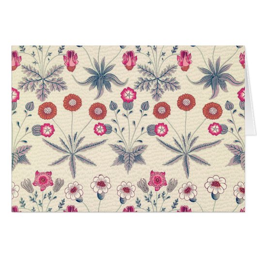 William Morris Daisy Floral Pattern Red Orange Cards (Front Horizontal)