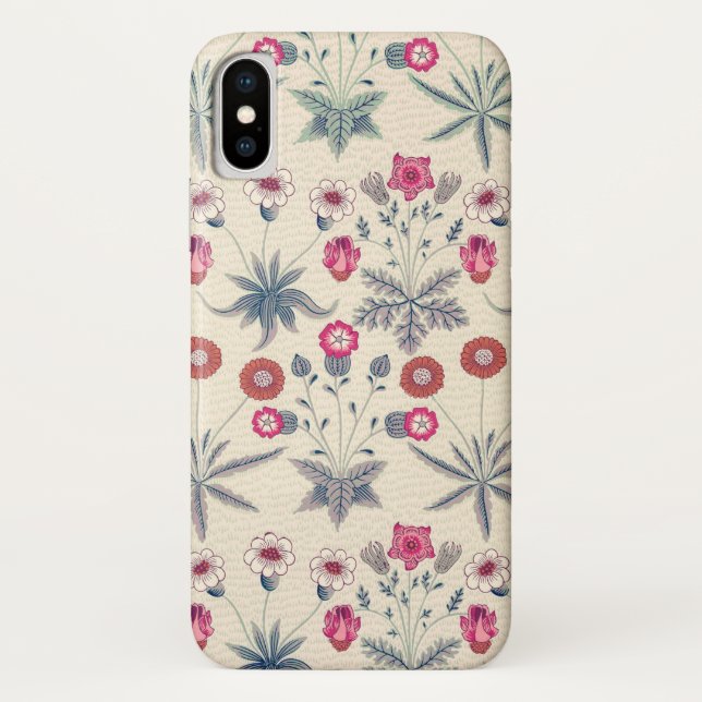 William Morris Daisy Floral Pattern Red Orange Case-Mate iPhone Case (Back)