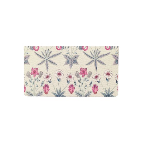 William Morris Daisy Floral Pattern Red Orange Checkbook Cover