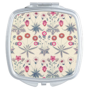 William Morris Daisy Floral Pattern Red Orange Compact Mirror