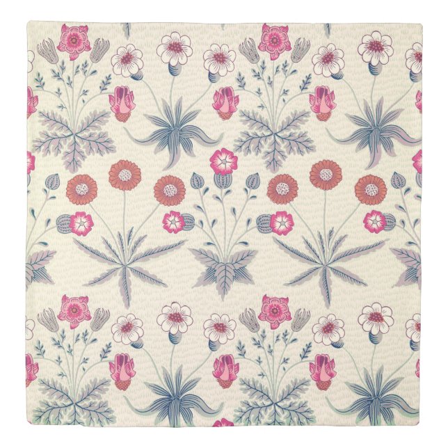 William Morris Daisy Floral Pattern Red Orange Duvet Cover (Front)