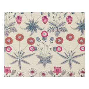 William Morris Daisy Floral Pattern Red Orange Faux Canvas Print