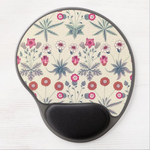 William Morris Daisy Floral Pattern Red Orange Gel Mouse Pad