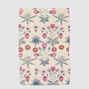 William Morris Daisy Floral Pattern Red Orange Golf Towel