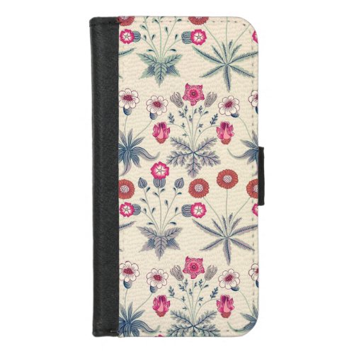 William Morris Daisy Floral Pattern Red Orange iPhone 87 Wallet Case