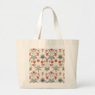 William Morris Daisy Floral Pattern Red Orange Large Tote Bag
