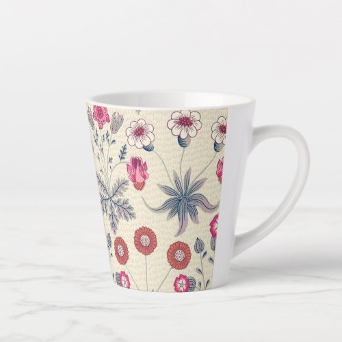 William Morris Daisy Floral Pattern Red Orange Latte Mug