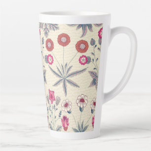 William Morris Daisy Floral Pattern Red Orange Latte Mug