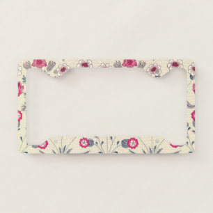 William Morris Daisy Floral Pattern Red Orange License Plate Frame