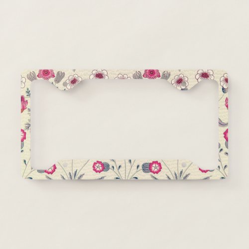 William Morris Daisy Floral Pattern Red Orange License Plate Frame