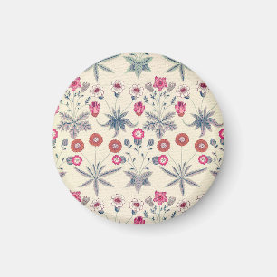 William Morris Daisy Floral Pattern Red Orange Magnet