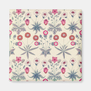 William Morris Daisy Floral Pattern Red Orange Magnet