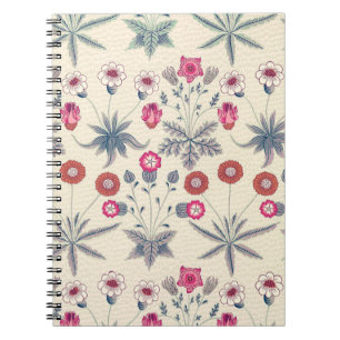 William Morris Daisy Floral Pattern Red Orange Notebook