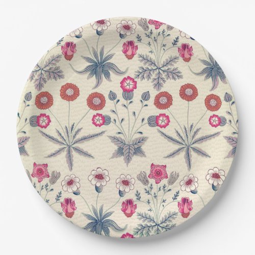 William Morris Daisy Floral Pattern Red Orange Paper Plates