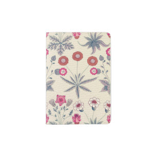 William Morris Daisy Floral Pattern Red Orange Passport Holder