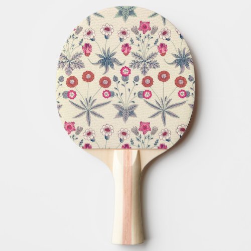 William Morris Daisy Floral Pattern Red Orange Ping Pong Paddle