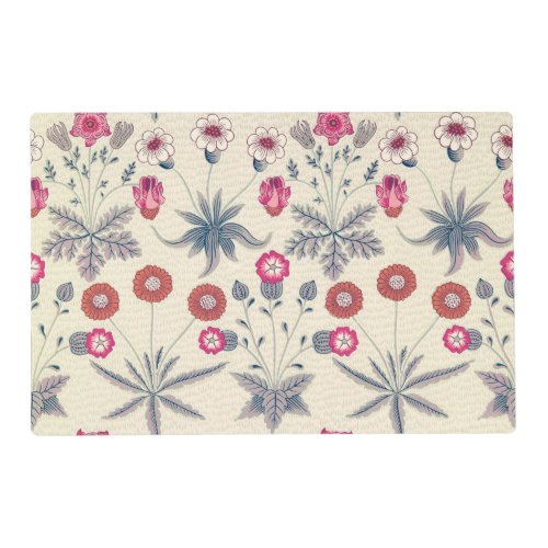 William Morris Daisy Floral Pattern Red Orange Placemat