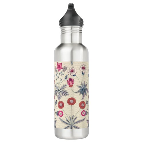 William Morris Daisy Floral Pattern Red Orange Stainless Steel Water Bottle