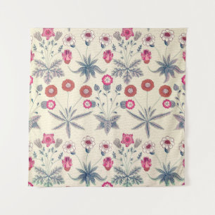 William Morris Daisy Floral Pattern Red Orange Tapestry
