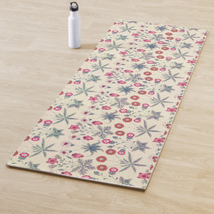 William Morris Daisy Floral Pattern Red Orange Yoga Mat
