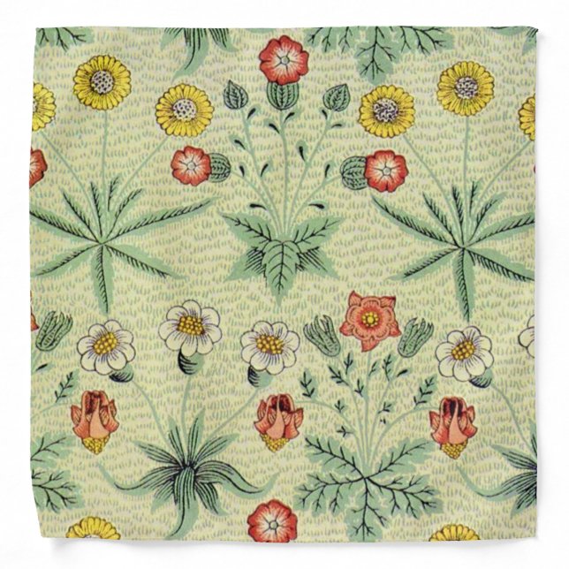 William Morris Daisy Floral Wallpaper Pattern Bandana (Front)