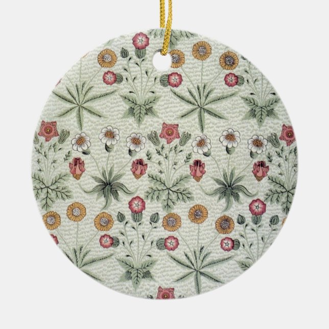 William Morris Daisy Floral Wallpaper Pattern Ceramic Ornament (Front)