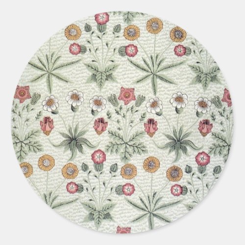 William Morris Daisy Floral Wallpaper Pattern Classic Round Sticker