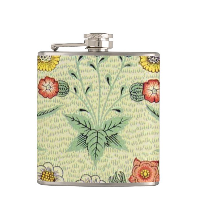 William Morris Daisy Floral Wallpaper Pattern Flask (Front)
