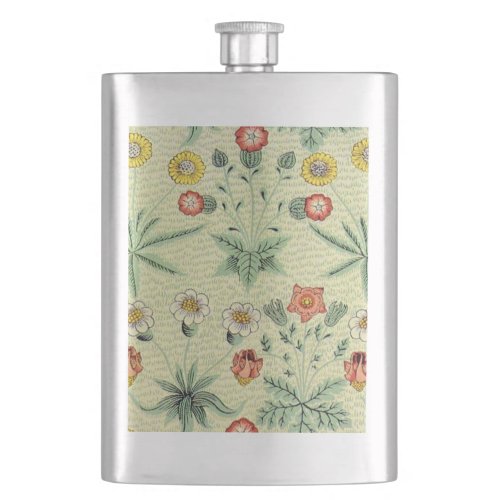 William Morris Daisy Floral Wallpaper Pattern Hip Flask