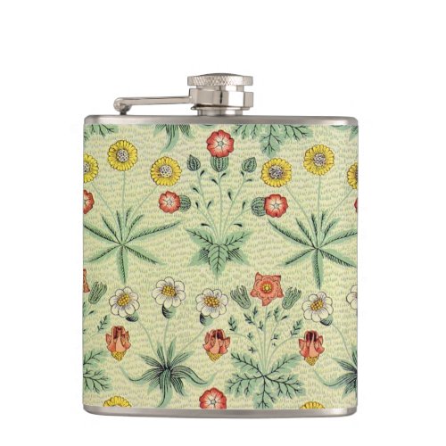 William Morris Daisy Floral Wallpaper Pattern Hip Flask