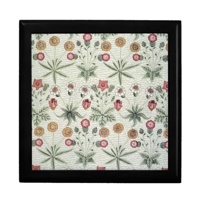 William Morris Daisy Floral Wallpaper Pattern Jewelry Box (Front)