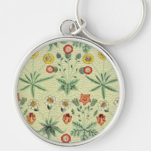 William Morris Daisy Floral Wallpaper Pattern Keychain