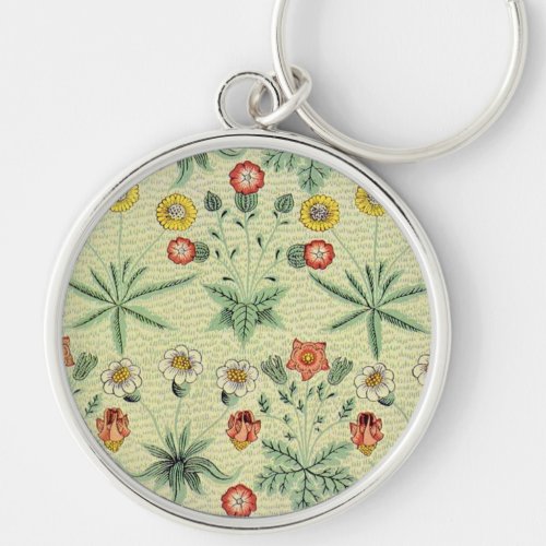 William Morris Daisy Floral Wallpaper Pattern Keychain