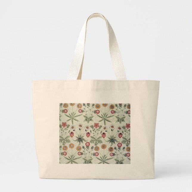 William Morris Daisy Floral Wallpaper Pattern Large Tote Bag (Front)