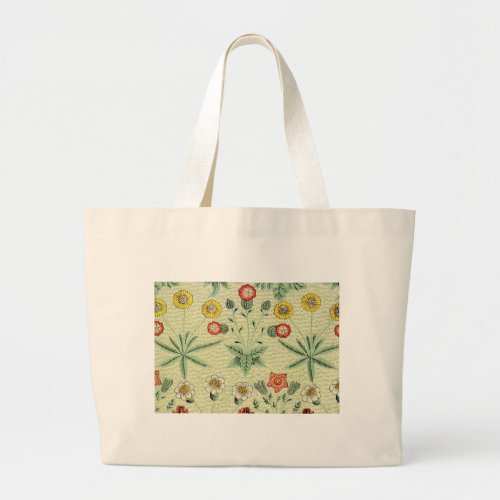 William Morris Daisy Floral Wallpaper Pattern Large Tote Bag