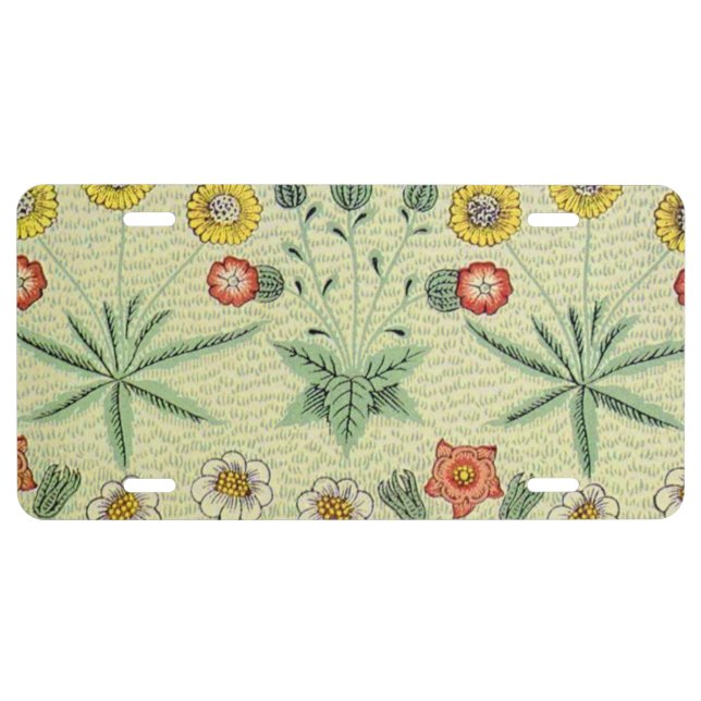 William Morris Daisy Floral Wallpaper Pattern License Plate (Front)