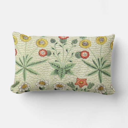 William Morris Daisy Floral Wallpaper Pattern Lumbar Pillow