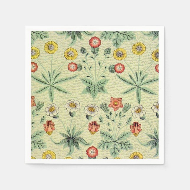 William Morris Daisy Floral Wallpaper Pattern Napkins (Front)