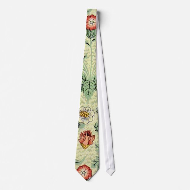 William Morris Daisy Floral Wallpaper Pattern Neck Tie (Front)