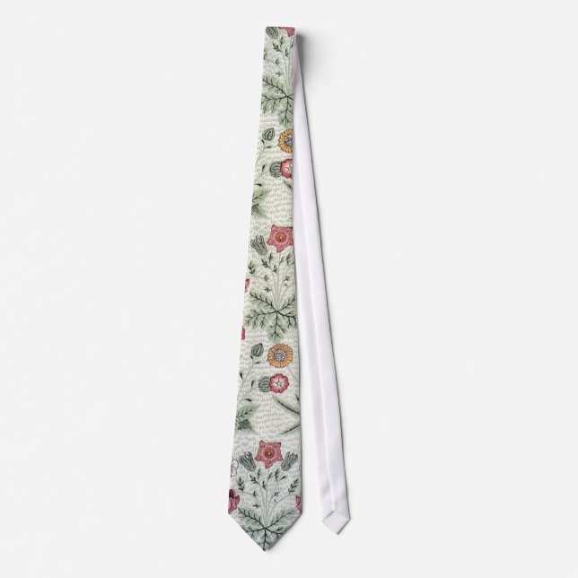 William Morris Daisy Floral Wallpaper Pattern Neck Tie (Front)