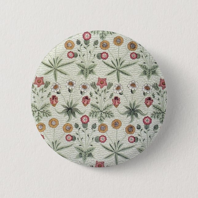 William Morris Daisy Floral Wallpaper Pattern Pinback Button (Front)