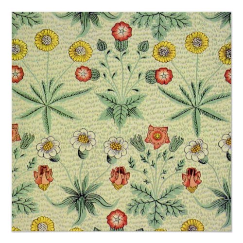 William Morris Daisy Floral Wallpaper Pattern Poster