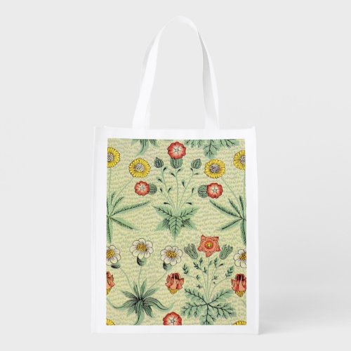 William Morris Daisy Floral Wallpaper Pattern Reusable Grocery Bag